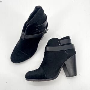 RAG & BONE Harrow Black Leather Heeled Bootie Boots // 6